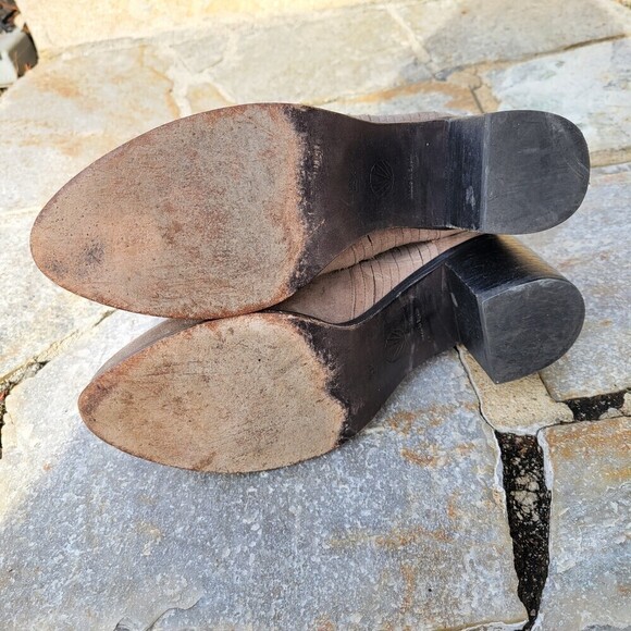 Coclico Tan Black Suede Pull On Ankle Bootie Heel Boots Size 39.5 - Picture 6 of 10